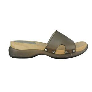 Lorenzo Chelini Womens T33338-A Brown Clear Strap Comfort Slide Sandal Size US 8